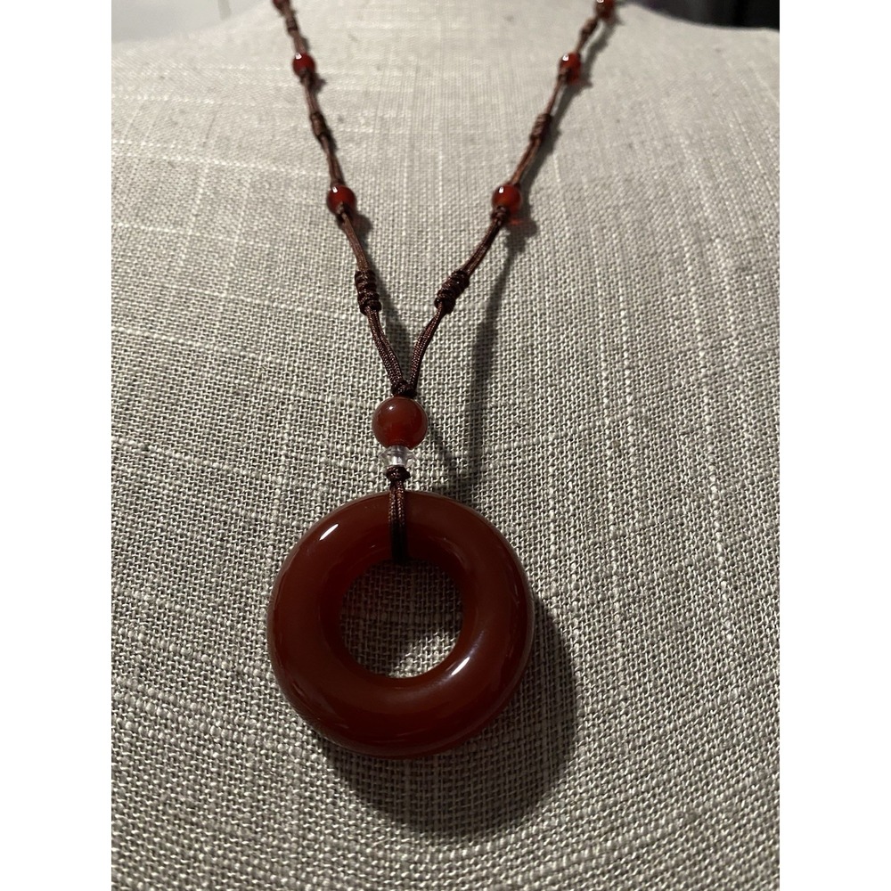 Circle Carnelian Pendant Decor /Red Beads Carnelian Necklace Boho/Hippie/Heartsy